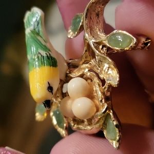Bird with Nest Brooch
